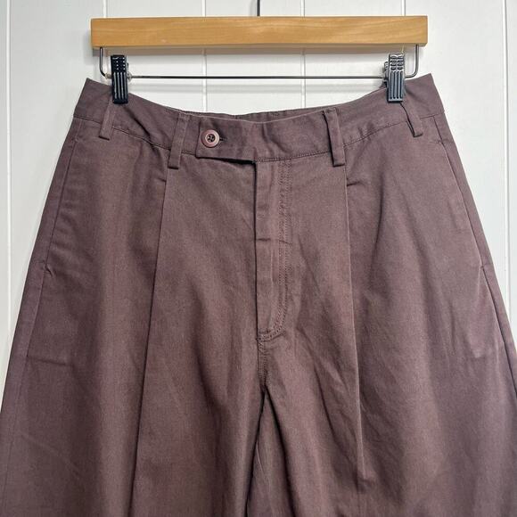 Free People pants pleated trousers wide-leg cotton - Picture 7 of 9